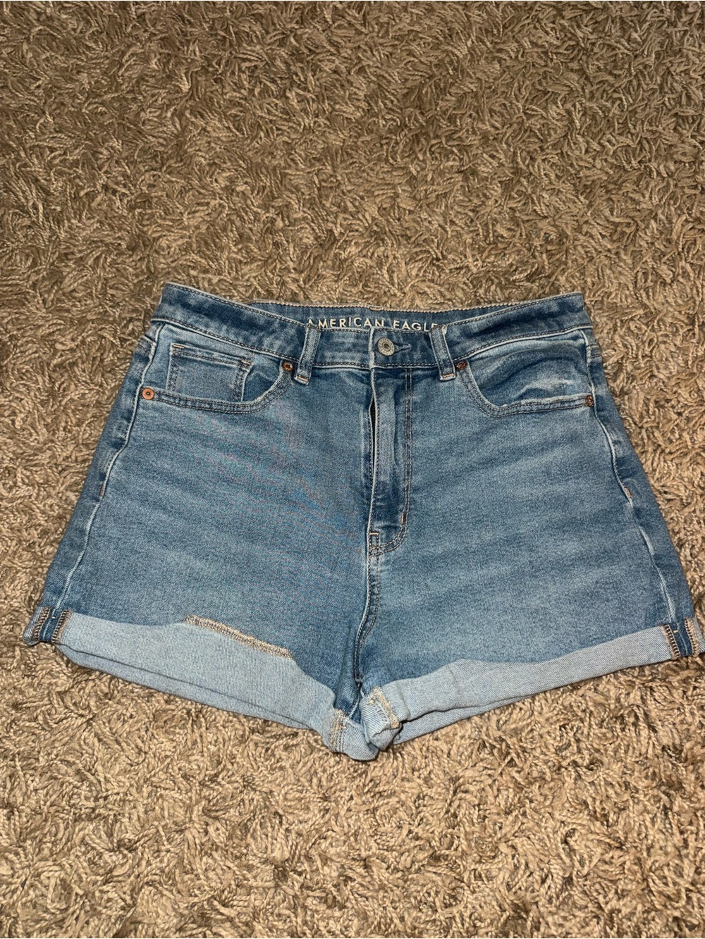 American Eagle Outfitters Medium Blue Denim Rolled-Hem Shorts